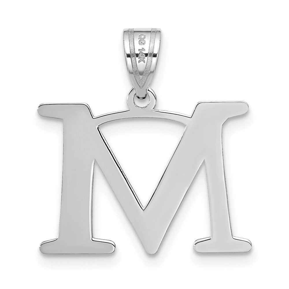 14kw Polished Etched Letter M Initial Pendant