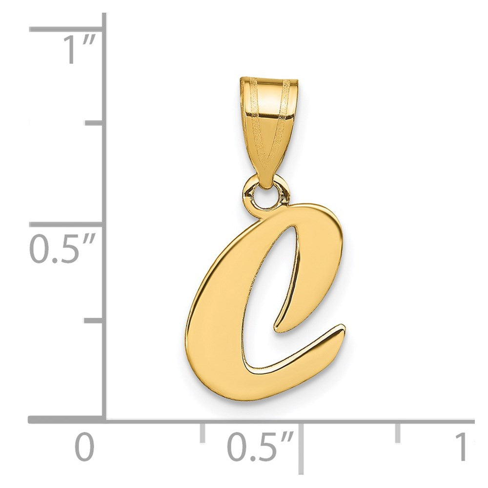 14k Polished Script Letter C Initial Pendant
