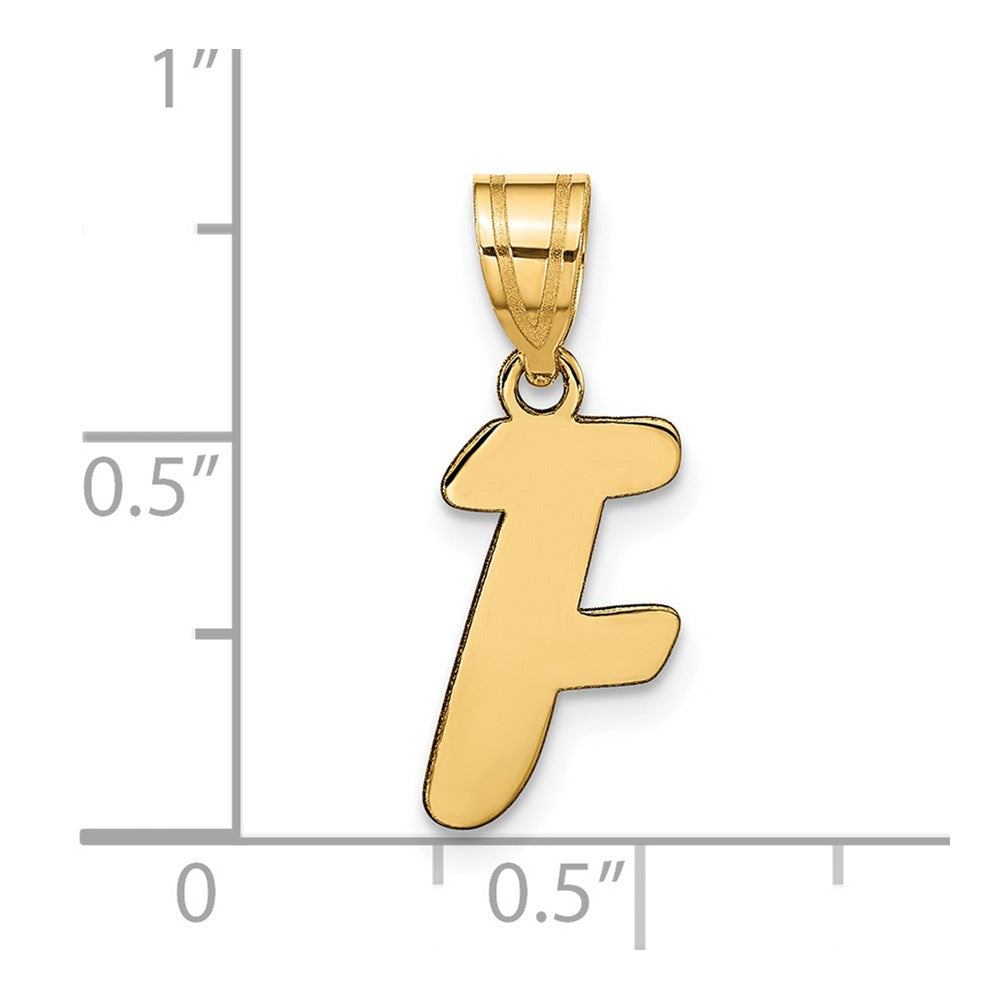 14k Polished Script Letter F Initial Pendant