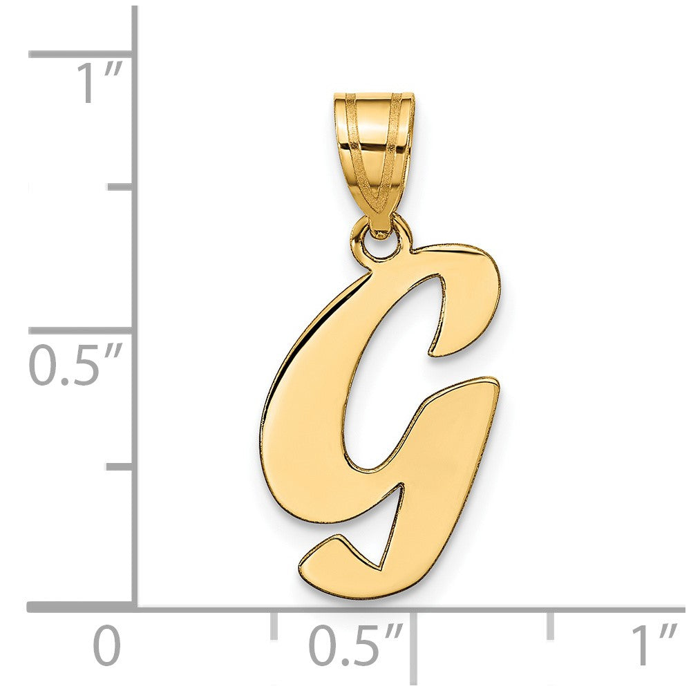 14k Polished Script Letter G Initial Pendant