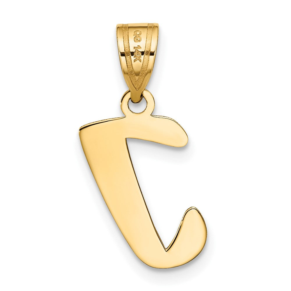 14k Polished Script Letter I Initial Pendant