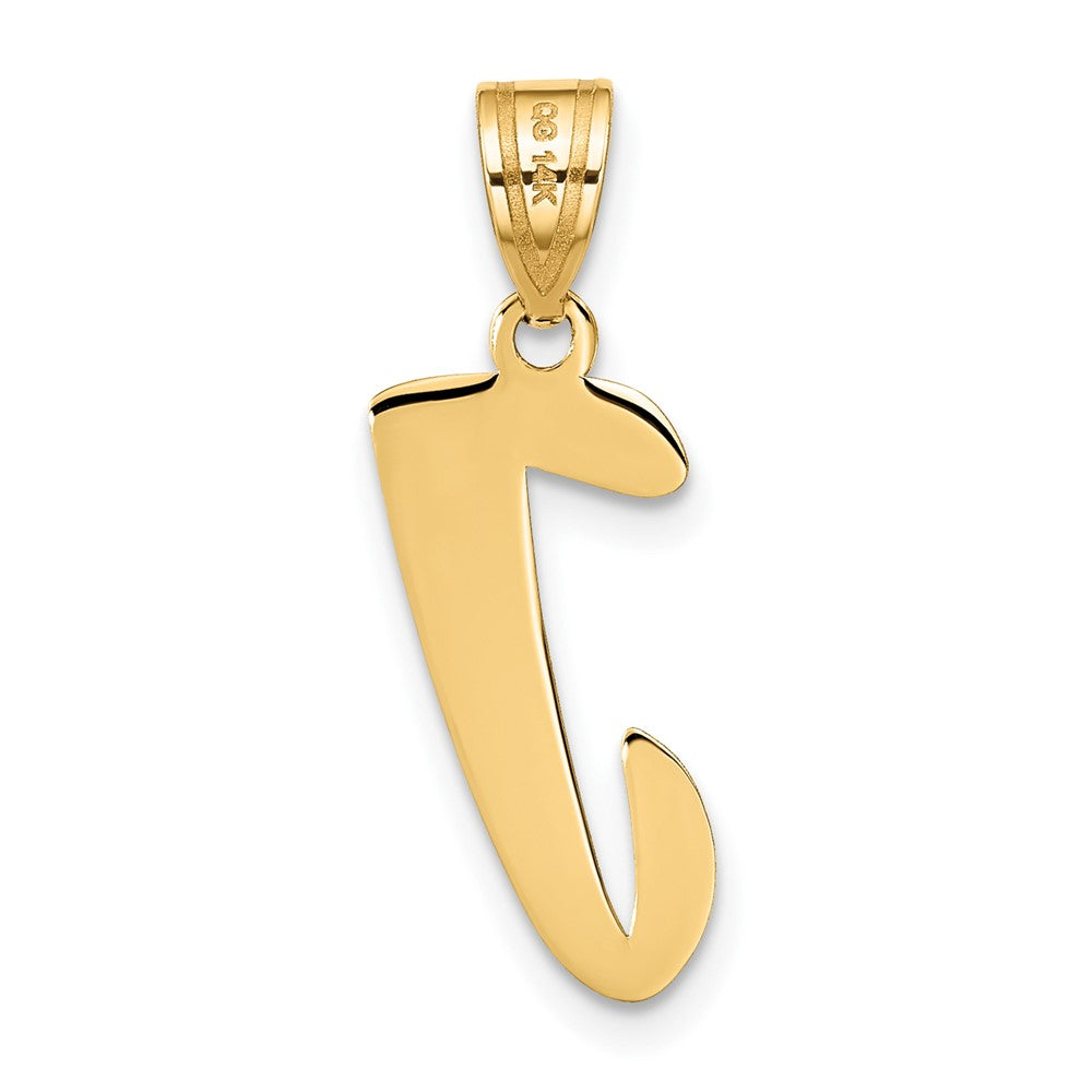 14k Polished Script Letter J Initial Pendant