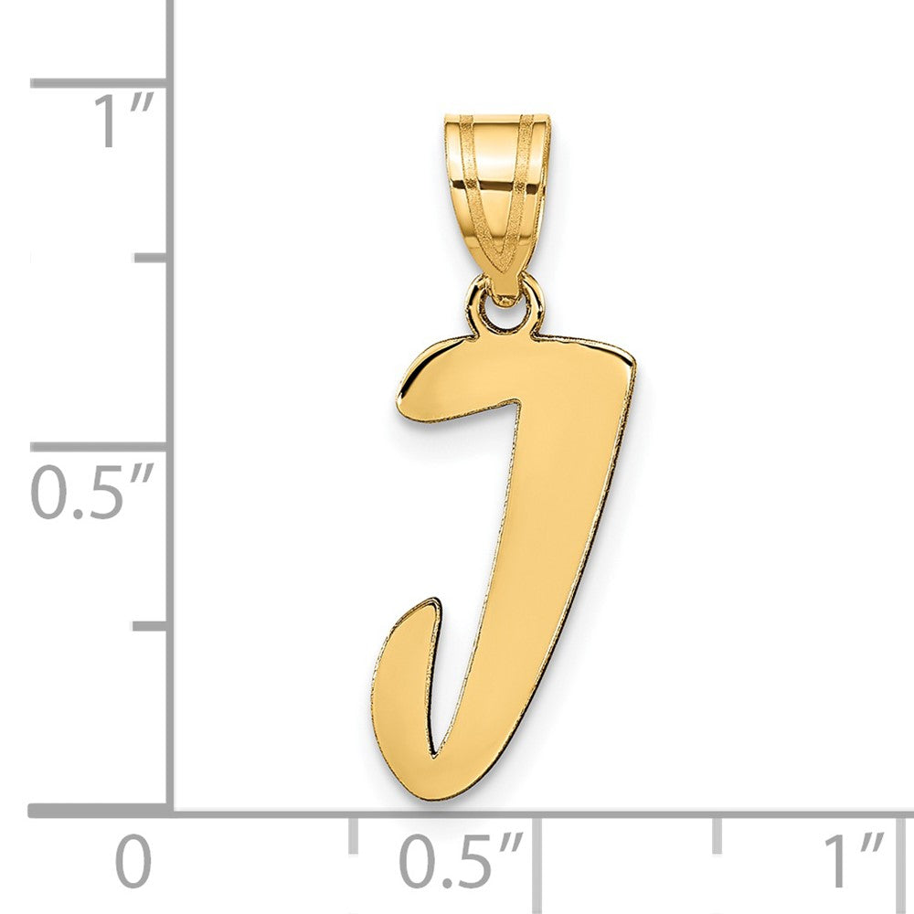 14k Polished Script Letter J Initial Pendant