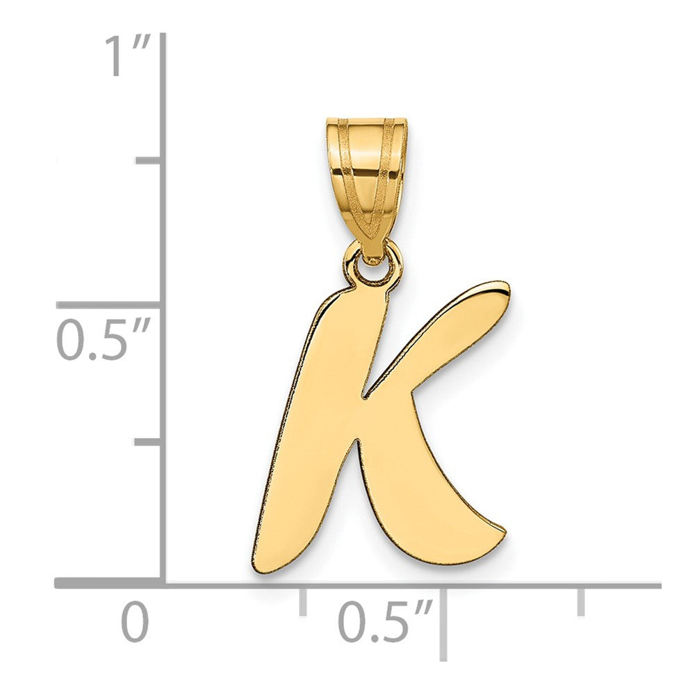 14k Polished Script Letter K Initial Pendant
