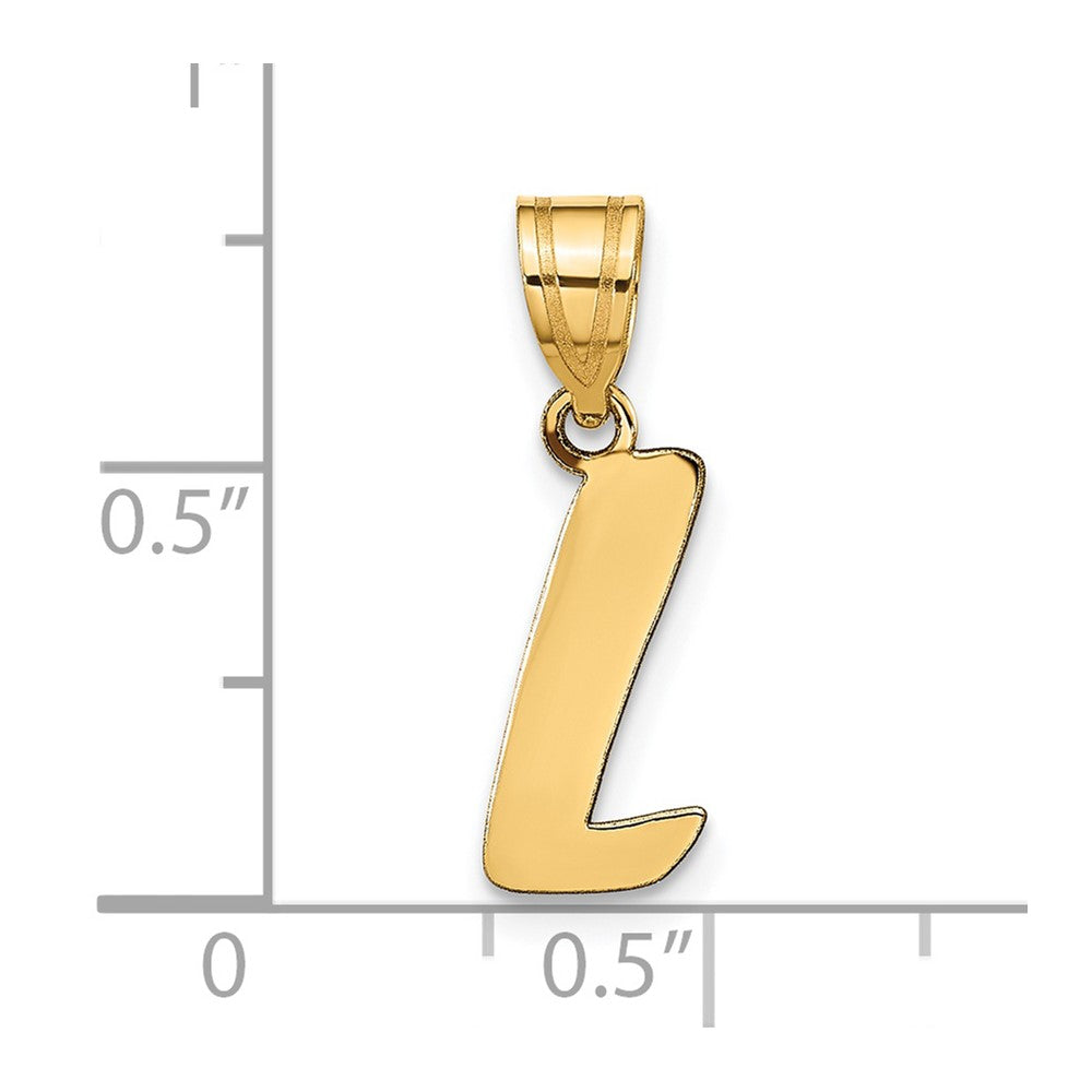 14k Polished Script Letter L Initial Pendant