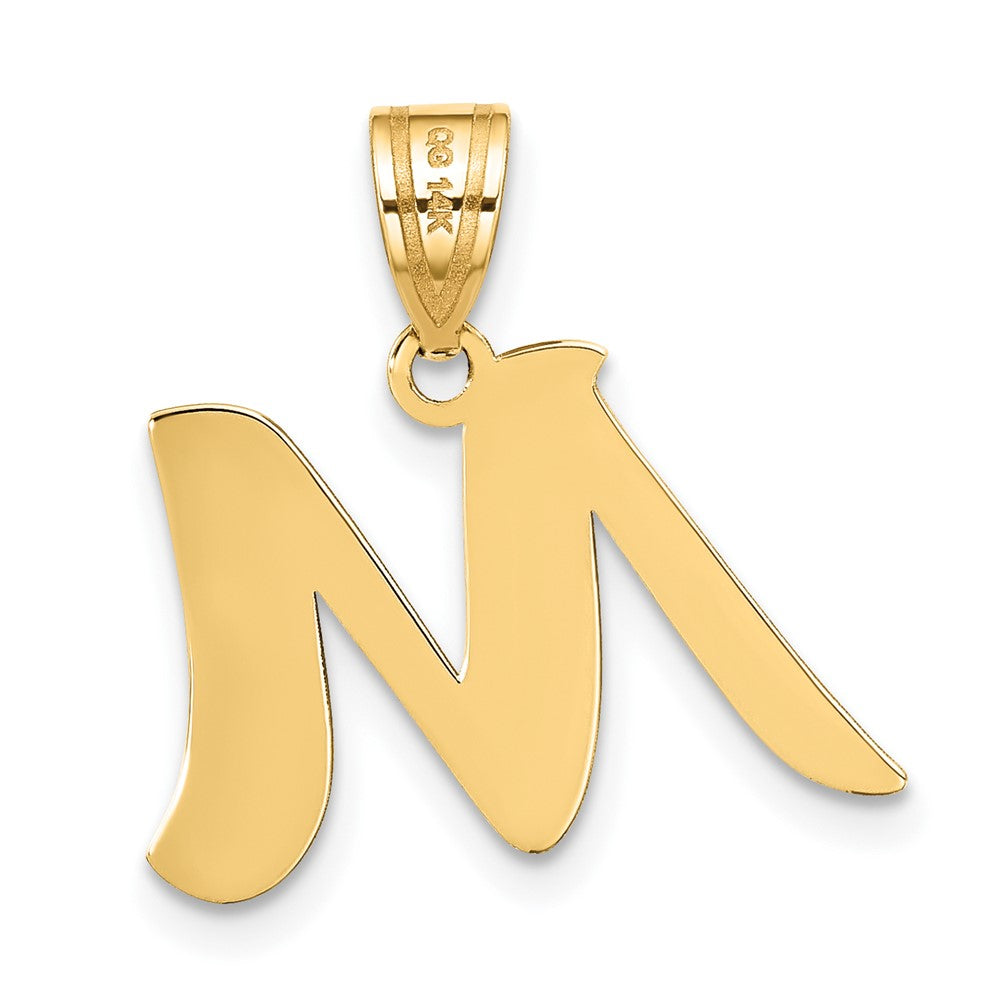 14k Polished Script Letter M Initial Pendant