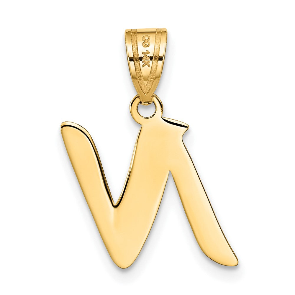14k Polished Script Letter N Initial Pendant