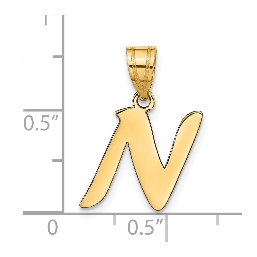 14k Polished Script Letter N Initial Pendant
