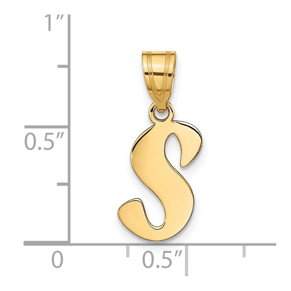14k Polished Script Letter S Initial Pendant