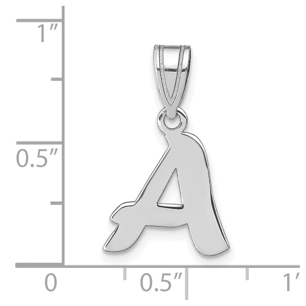 14kw Polished Script Letter A Initial Pendant