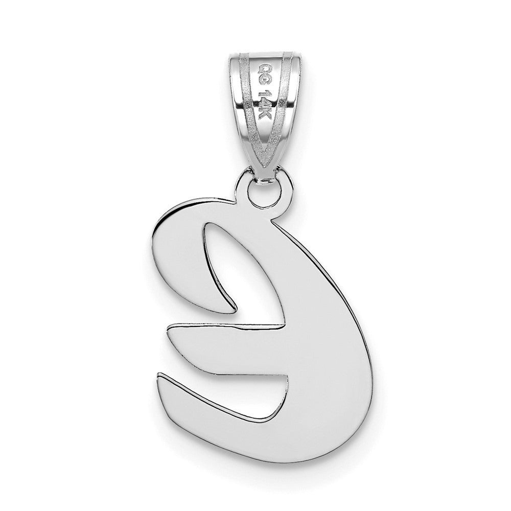 14kw Polished Script Letter E Initial Pendant