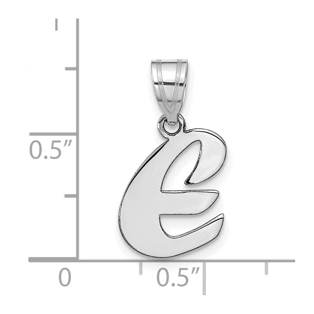 14kw Polished Script Letter E Initial Pendant