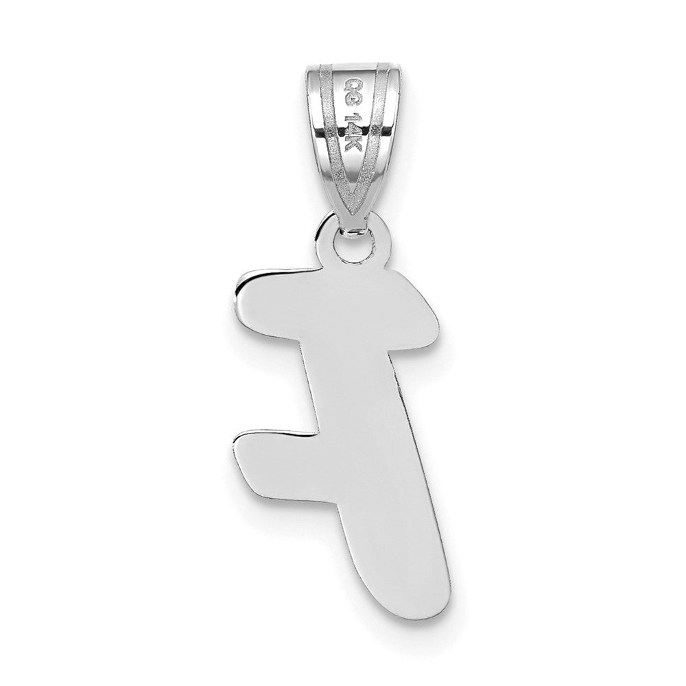 14kw Polished Script Letter F Initial Pendant