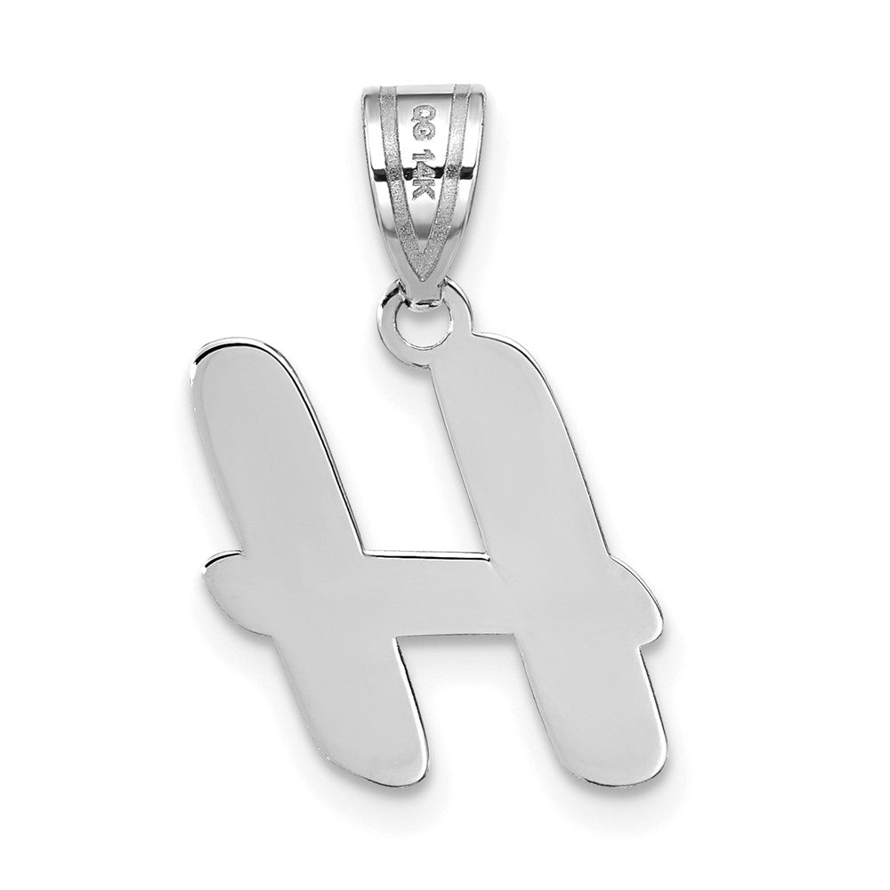 14kw Polished Script Letter H Initial Pendant