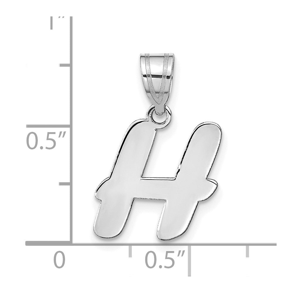 14kw Polished Script Letter H Initial Pendant