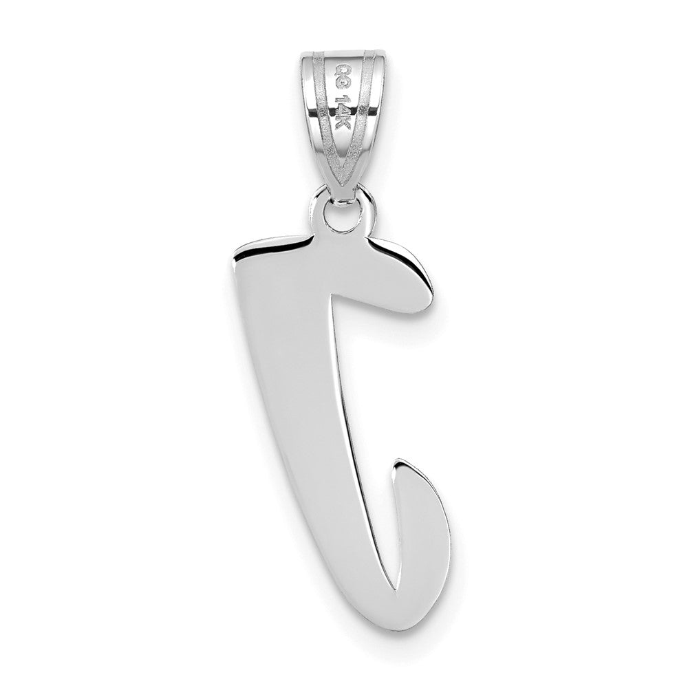 14kw Polished Script Letter J Initial Pendant