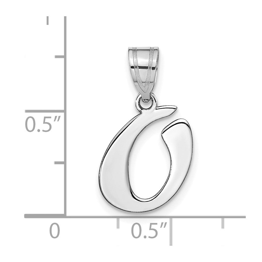 14kw Polished Script Letter O Initial Pendant