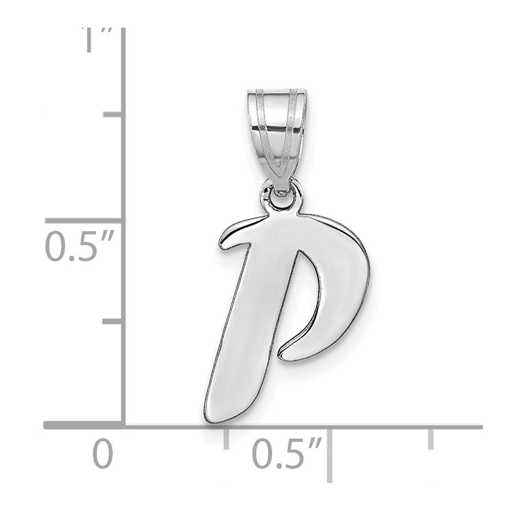 14kw Polished Script Letter P Initial Pendant