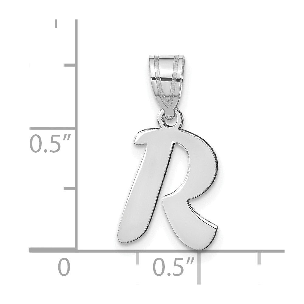 14kw Polished Script Letter R Initial Pendant
