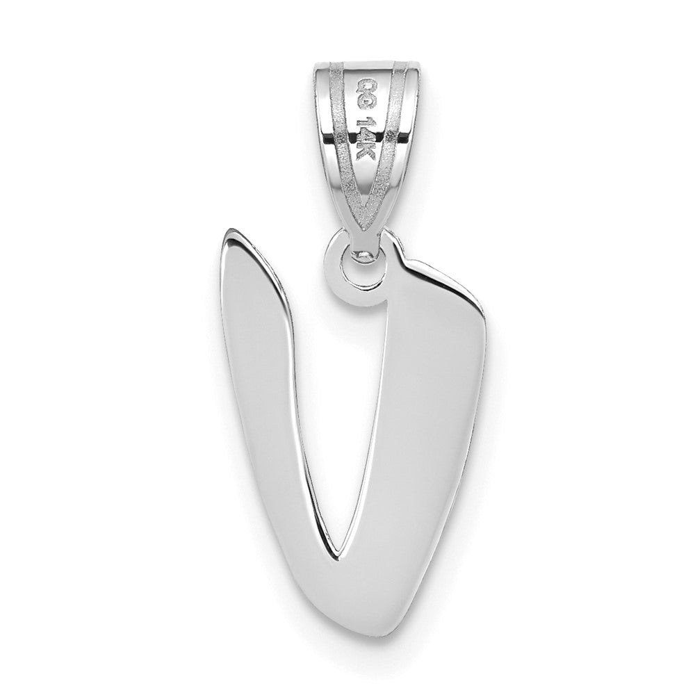 14kw Polished Script Letter V Initial Pendant