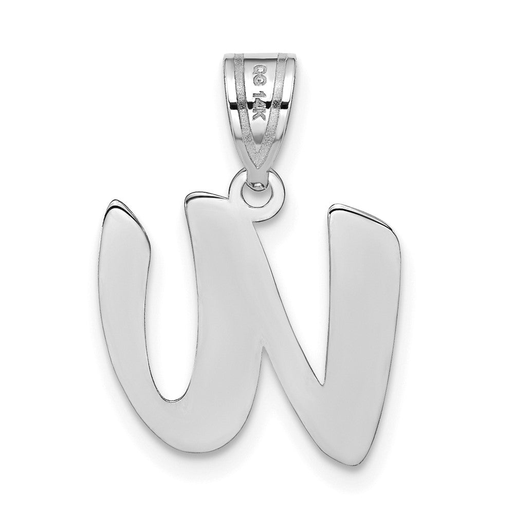 14kw Polished Script Letter W Initial Pendant