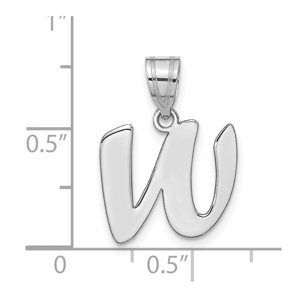 14kw Polished Script Letter W Initial Pendant
