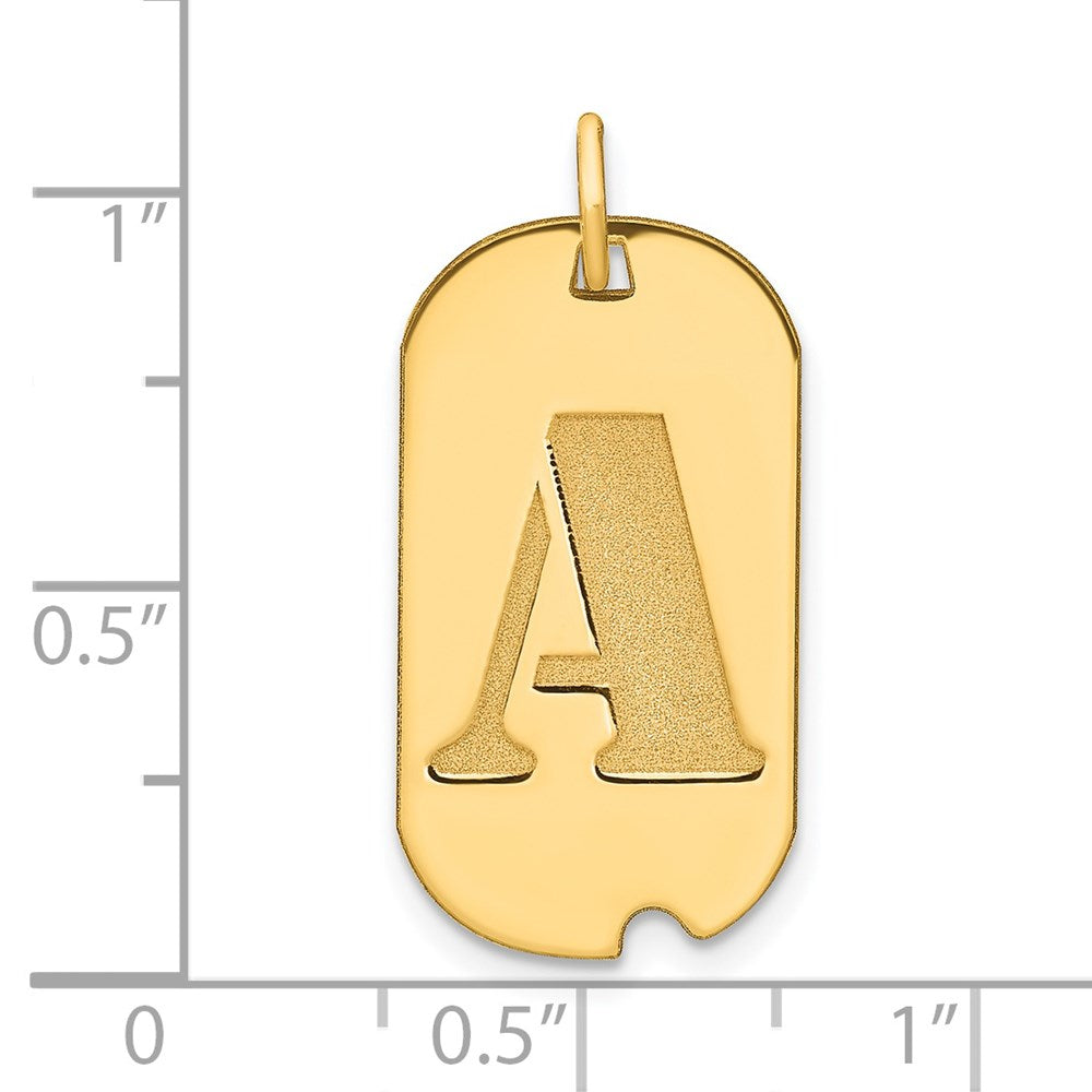14k Polished Letter A Initial Dog Tag Pendant
