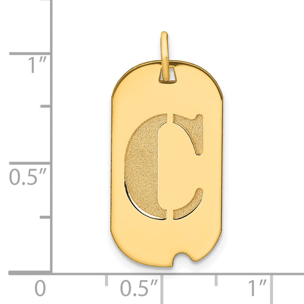 14k Polished Letter C Initial Dog Tag Pendant