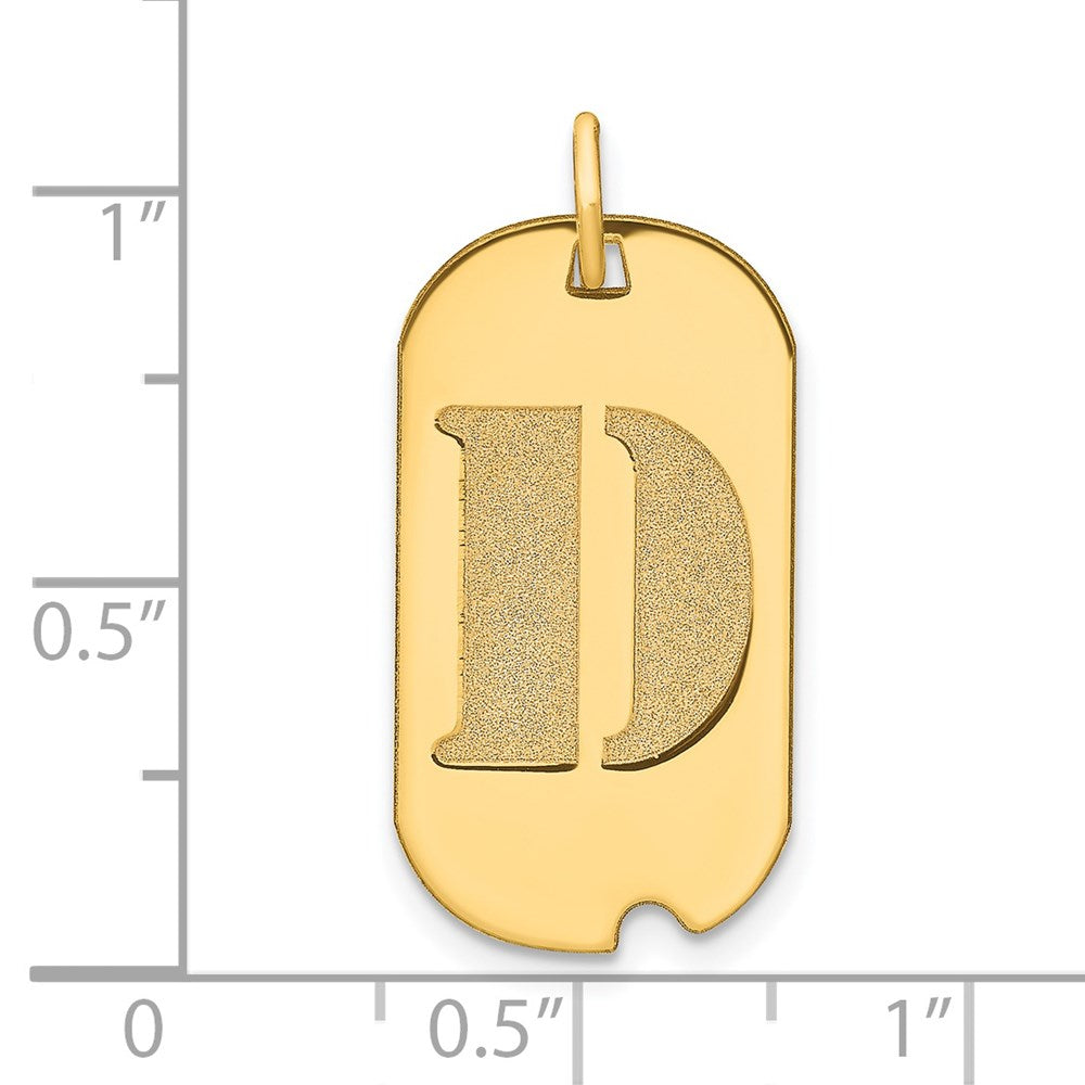 14k Polished Letter D Initial Dog Tag Pendant