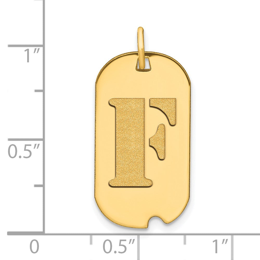 14k Polished Letter F Initial Dog Tag Pendant
