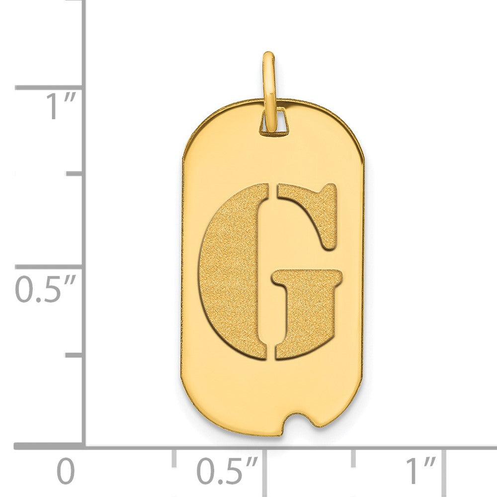 14k Polished Letter G Initial Dog Tag Pendant