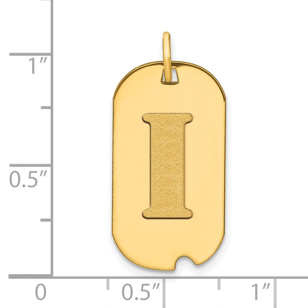 14k Polished Letter I Initial Dog Tag Pendant