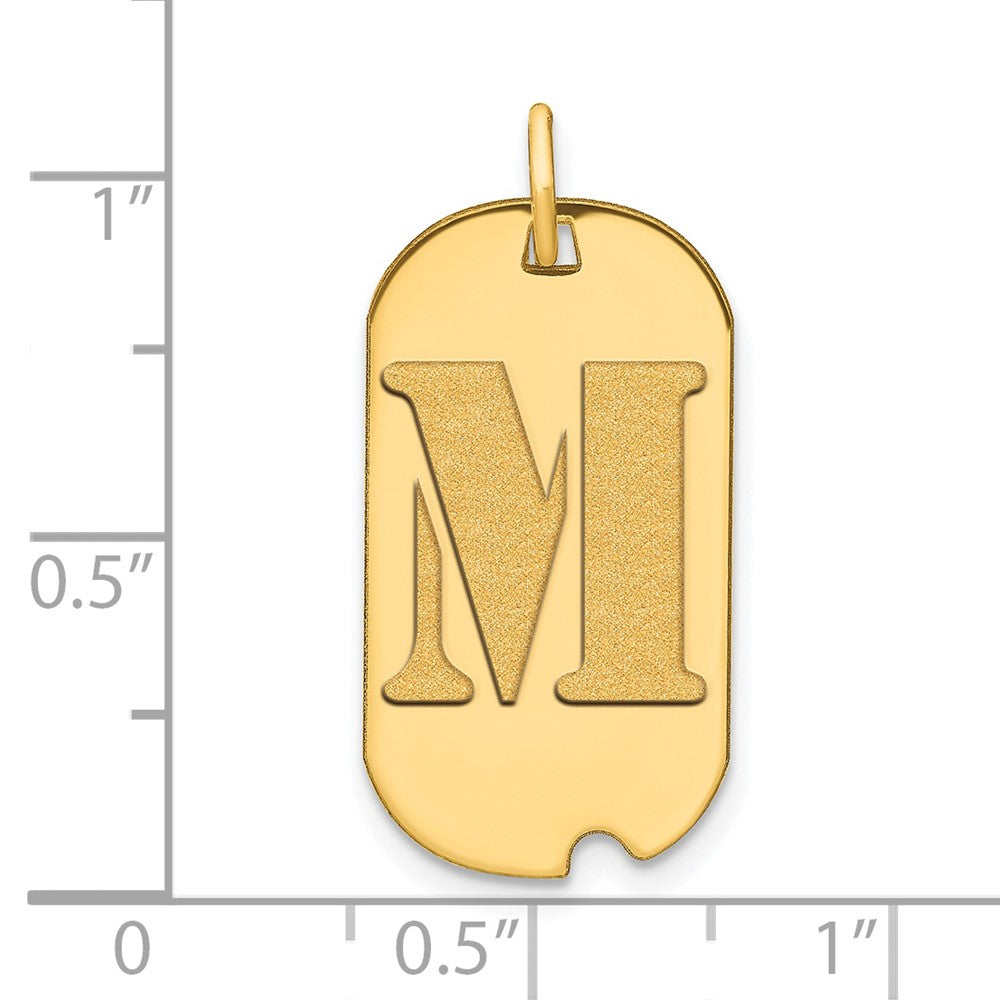 14k Polished Letter M Initial Dog Tag Pendant