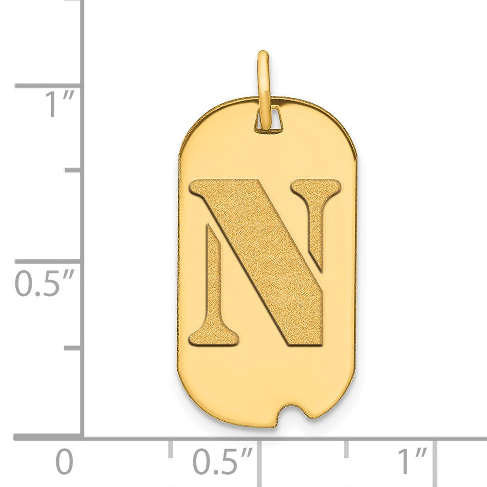 14k Polished Letter N Initial Dog Tag Pendant
