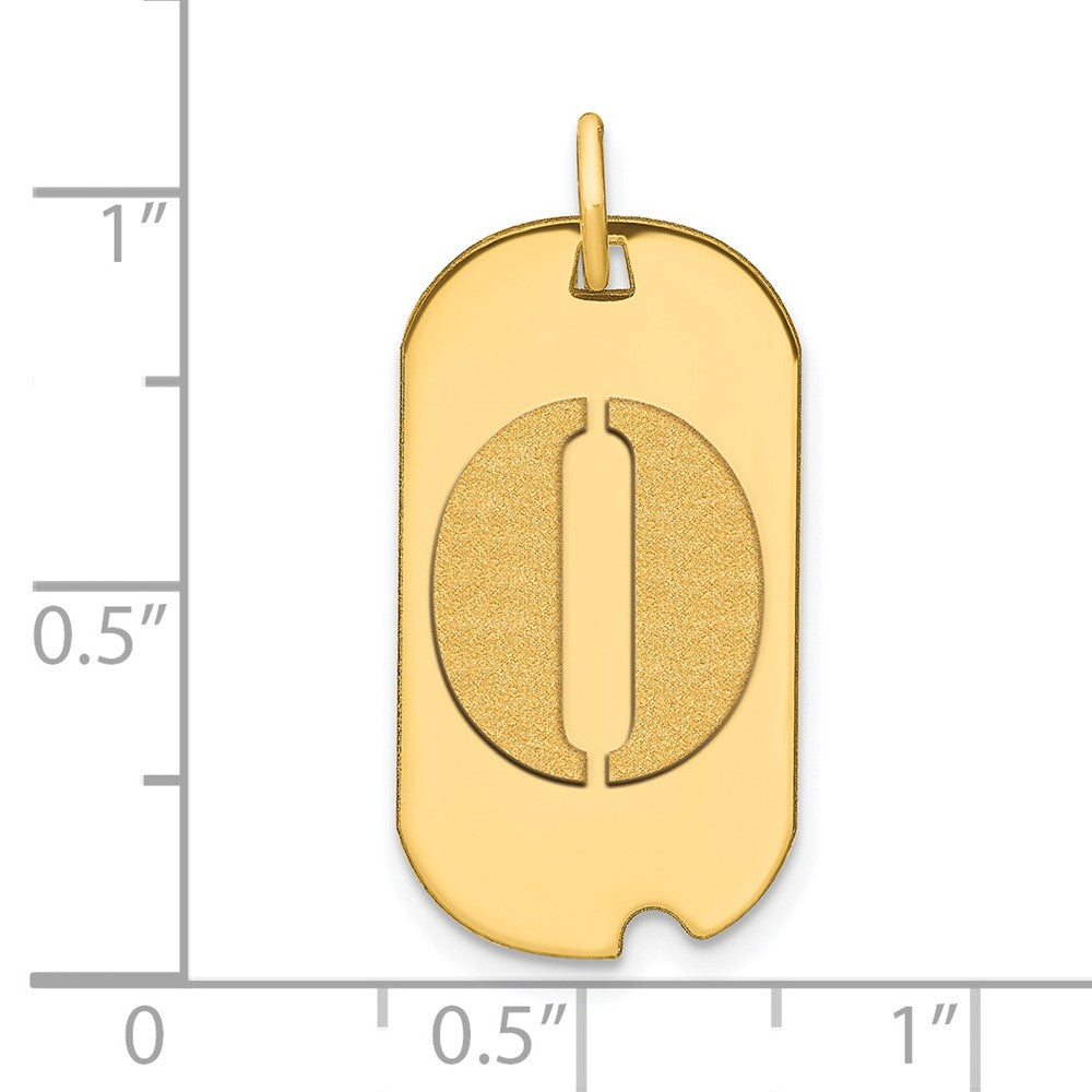 14k Polished Letter O Initial Dog Tag Pendant