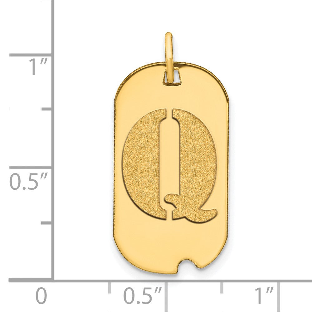 14k Polished Letter Q Initial Dog Tag Pendant