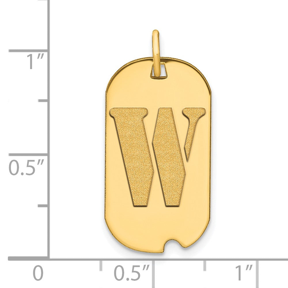 14k Polished Letter W Initial Dog Tag Pendant