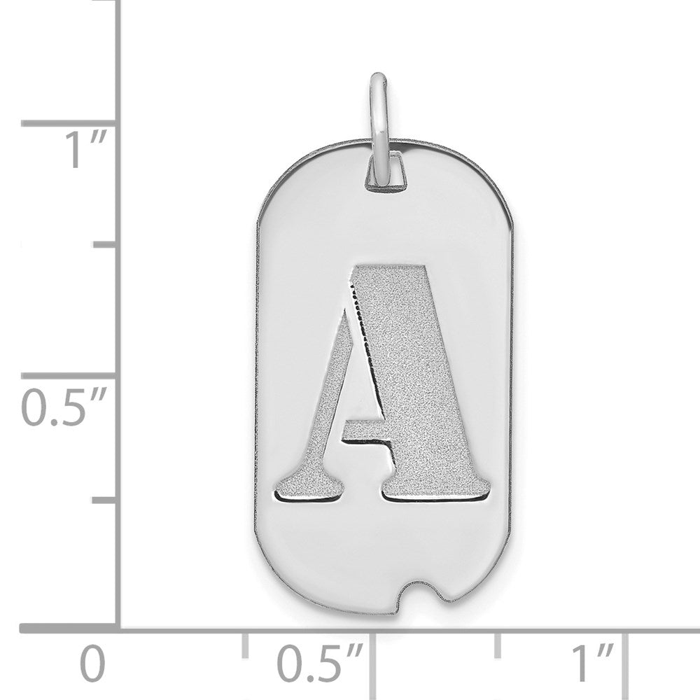 14kw Polished Letter A Initial Dog Tag Pendant