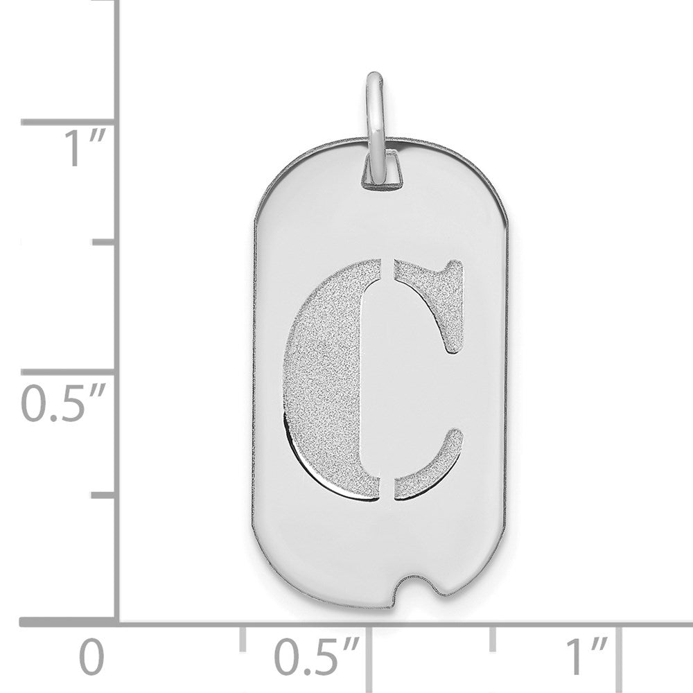 14kw Polished Letter C Initial Dog Tag Pendant