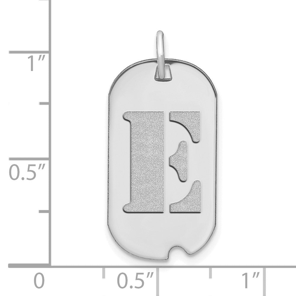 14kw Polished Letter E Initial Dog Tag Pendant