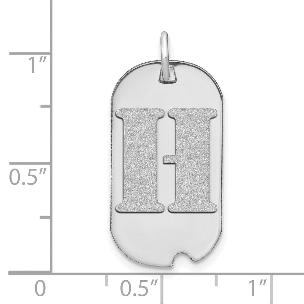 14kw Polished Letter H Initial Dog Tag Pendant