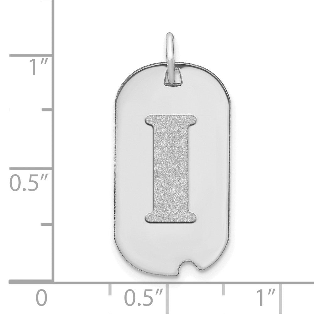 14kw Polished Letter I Initial Dog Tag Pendant