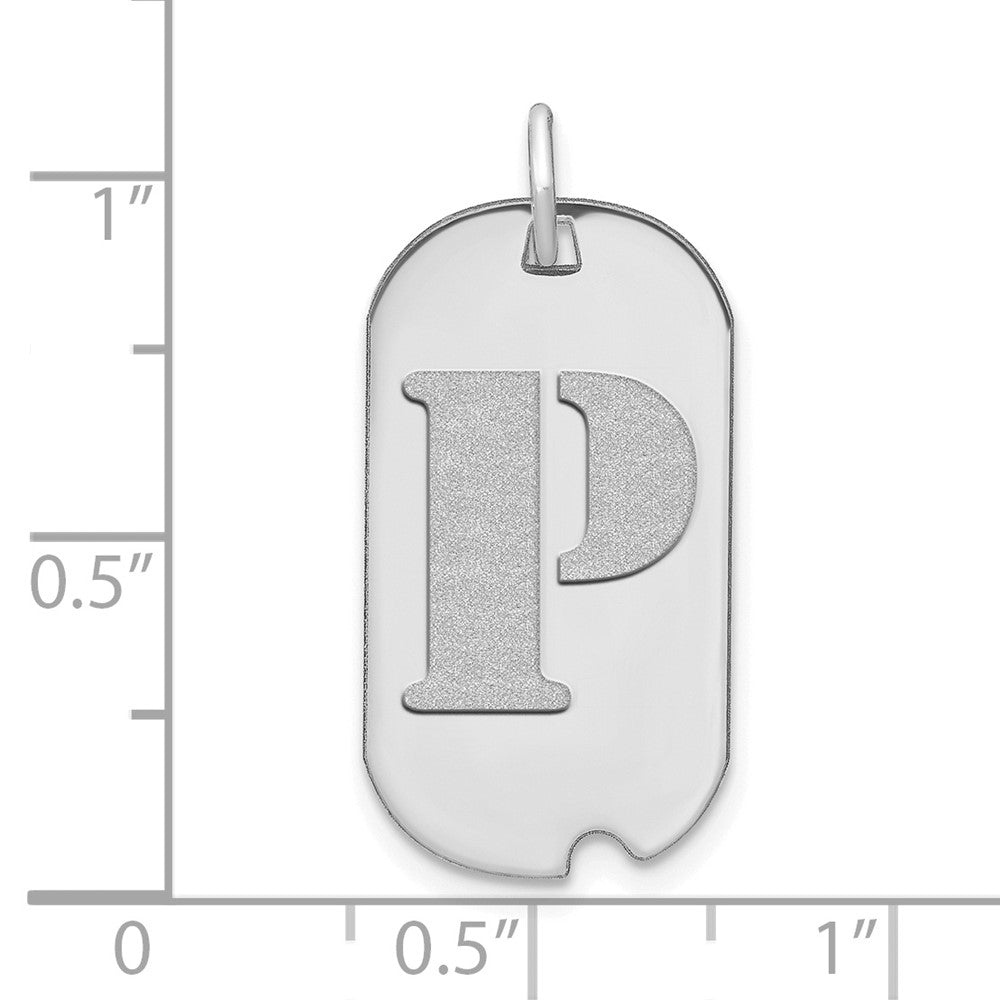 14kw Polished Letter P Initial Dog Tag Pendant