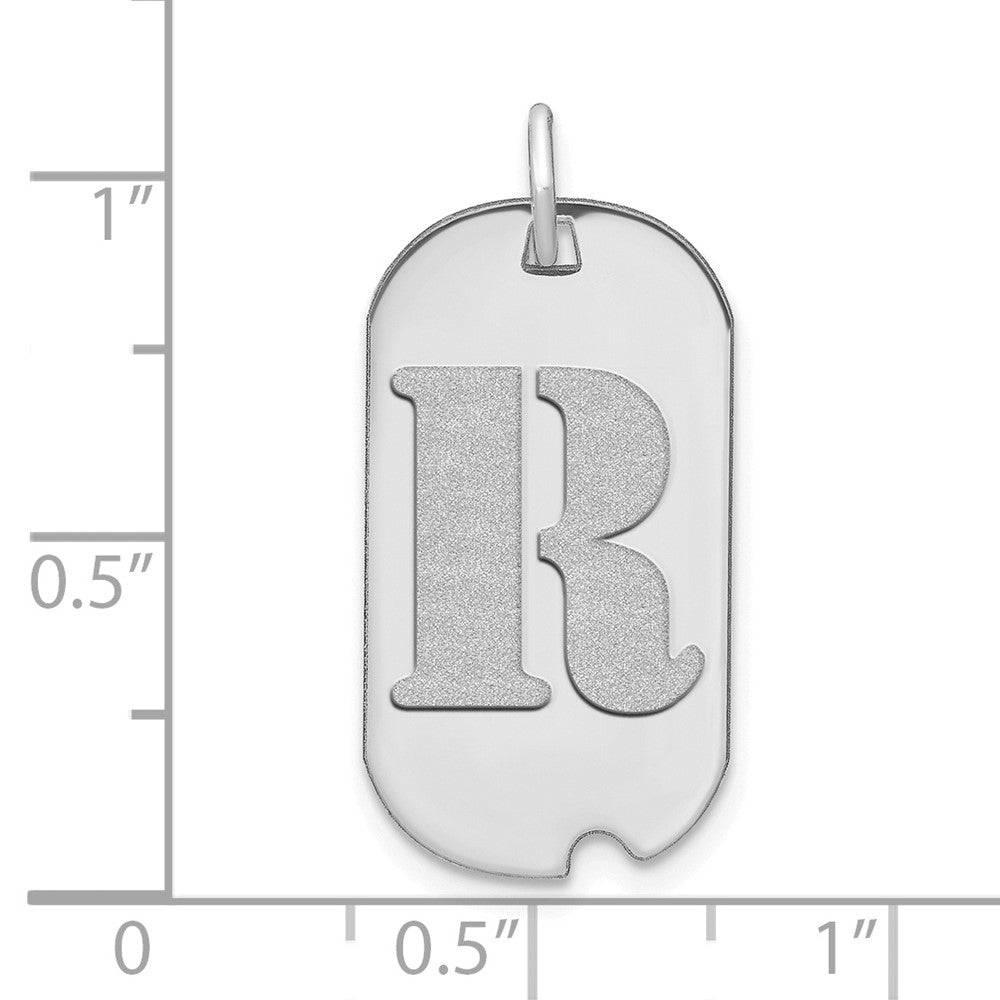 14kw Polished Letter R Initial Dog Tag Pendant
