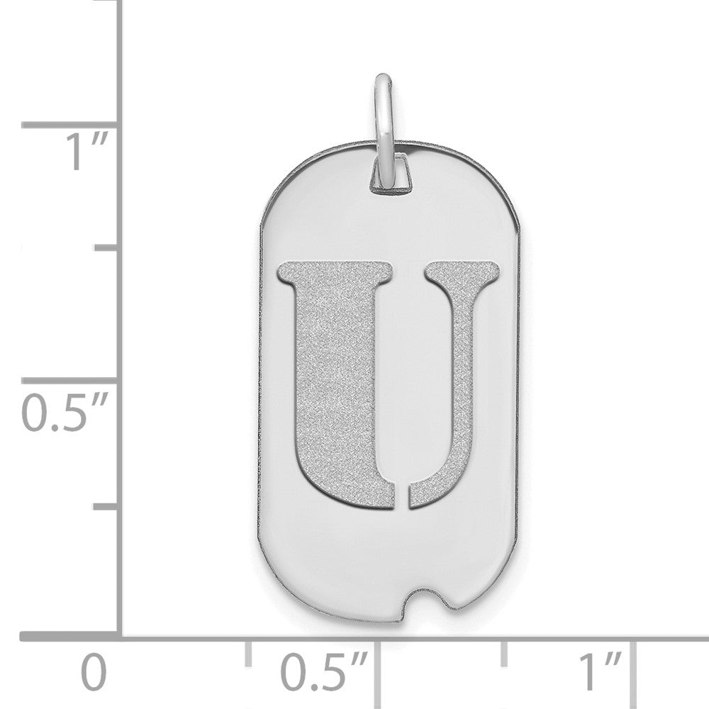 14kw Polished Letter U Initial Dog Tag Pendant