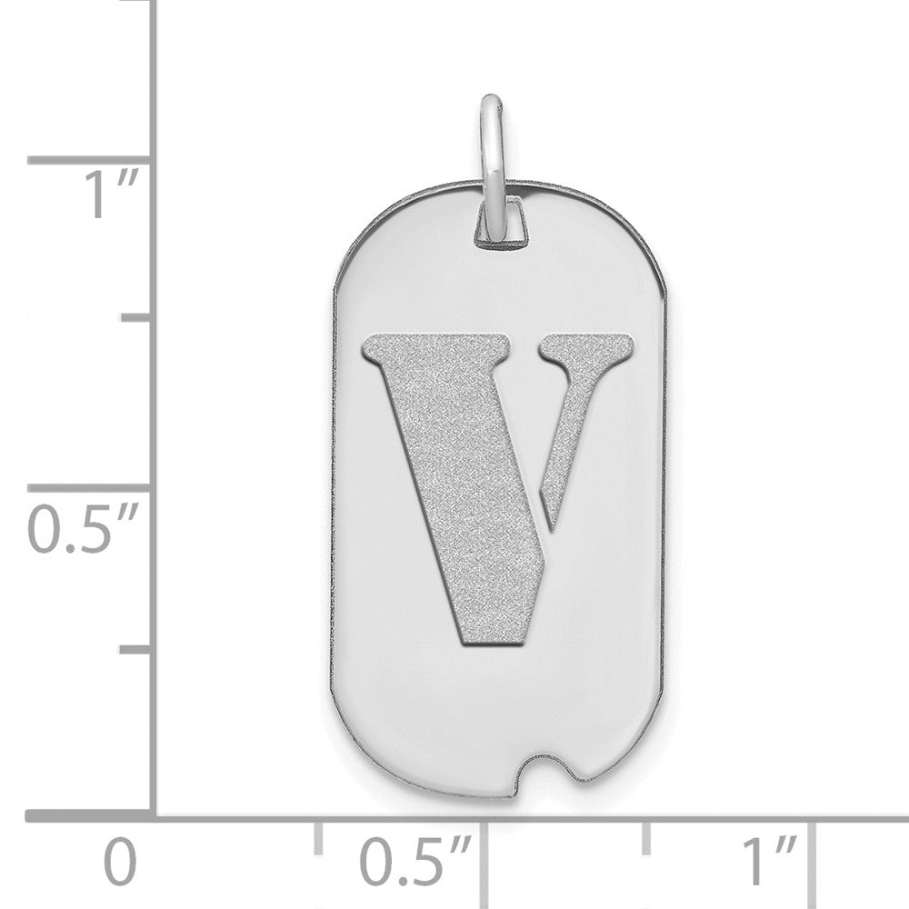 14kw Polished Letter V Initial Dog Tag Pendant