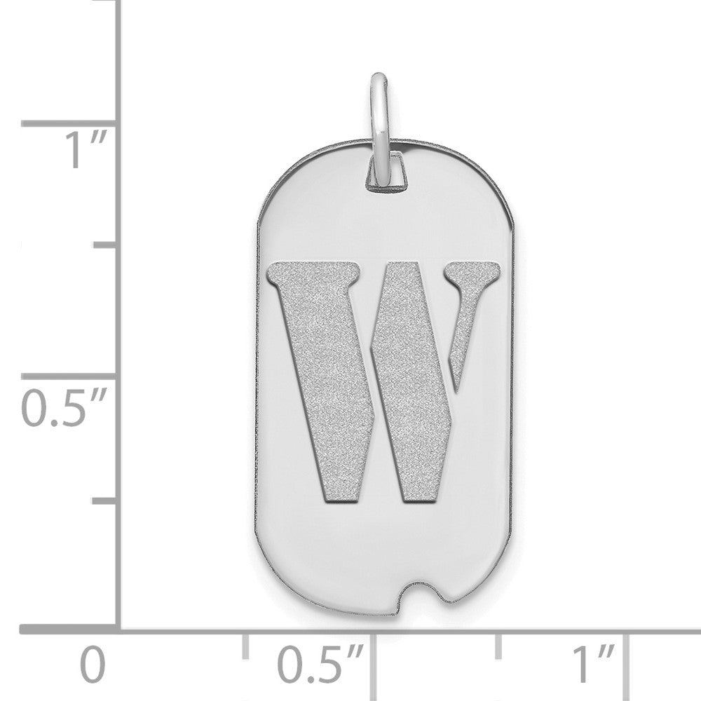 14kw Polished Letter W Initial Dog Tag Pendant