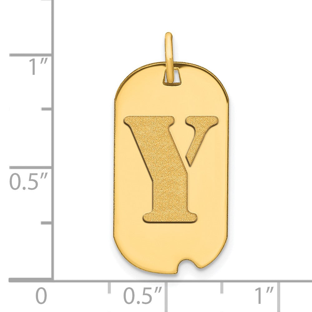 14k Polished Letter Y Initial Dog Tag Pendant