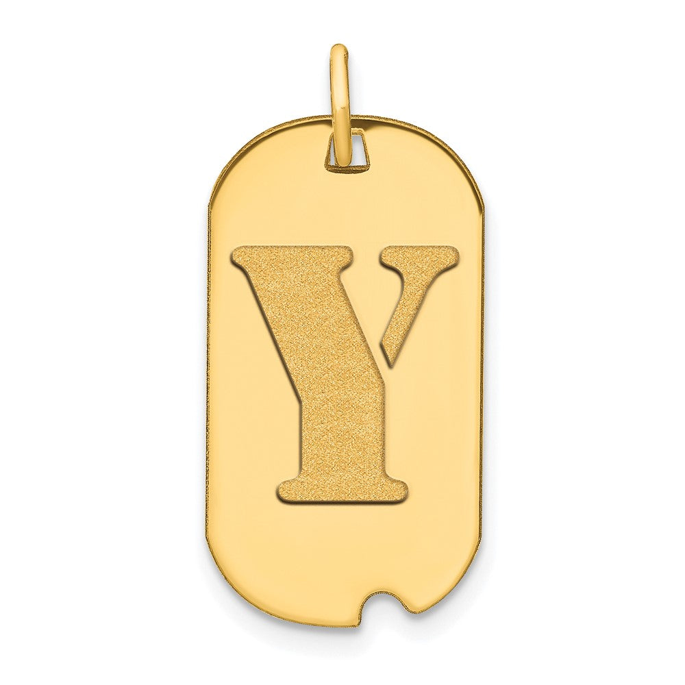 14k Polished Letter Y Initial Dog Tag Pendant
