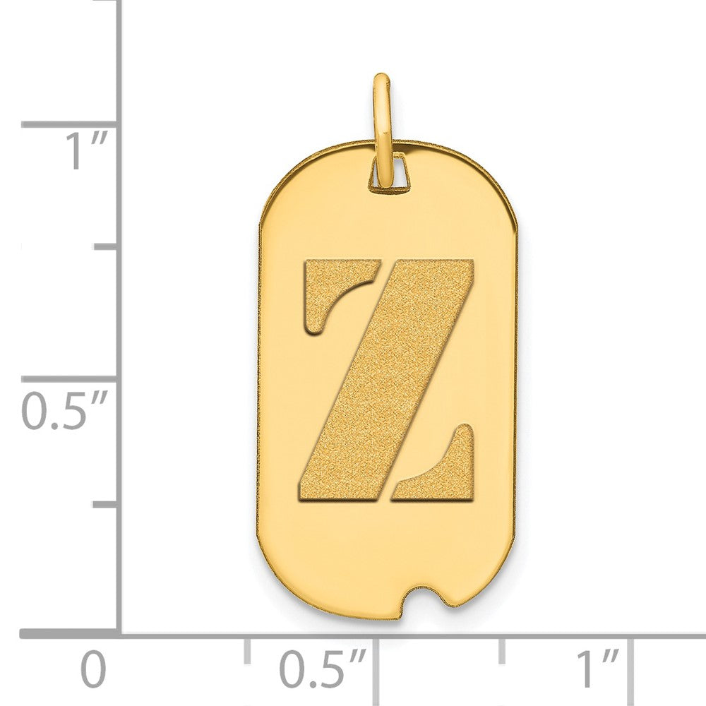 14k Polished Letter Z Initial Dog Tag Pendant